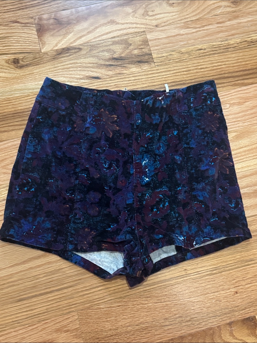 Urban Outfitters Kimchi Blue Velvet Floral High-Waist Shorts